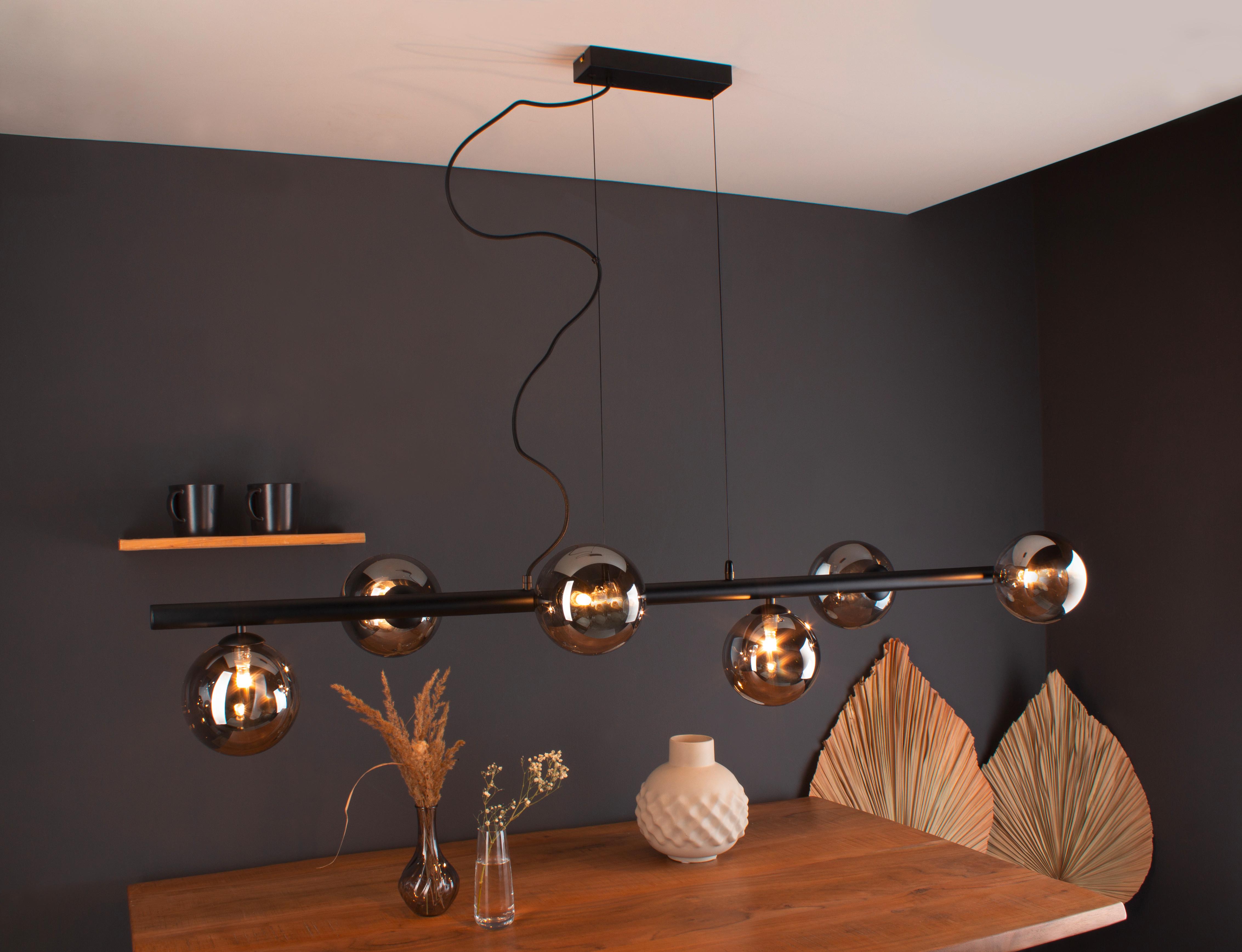 Hängeleuchte 9120-S6 Nero - Schwarz, Design, Glas/Metall (144/36/200cm)