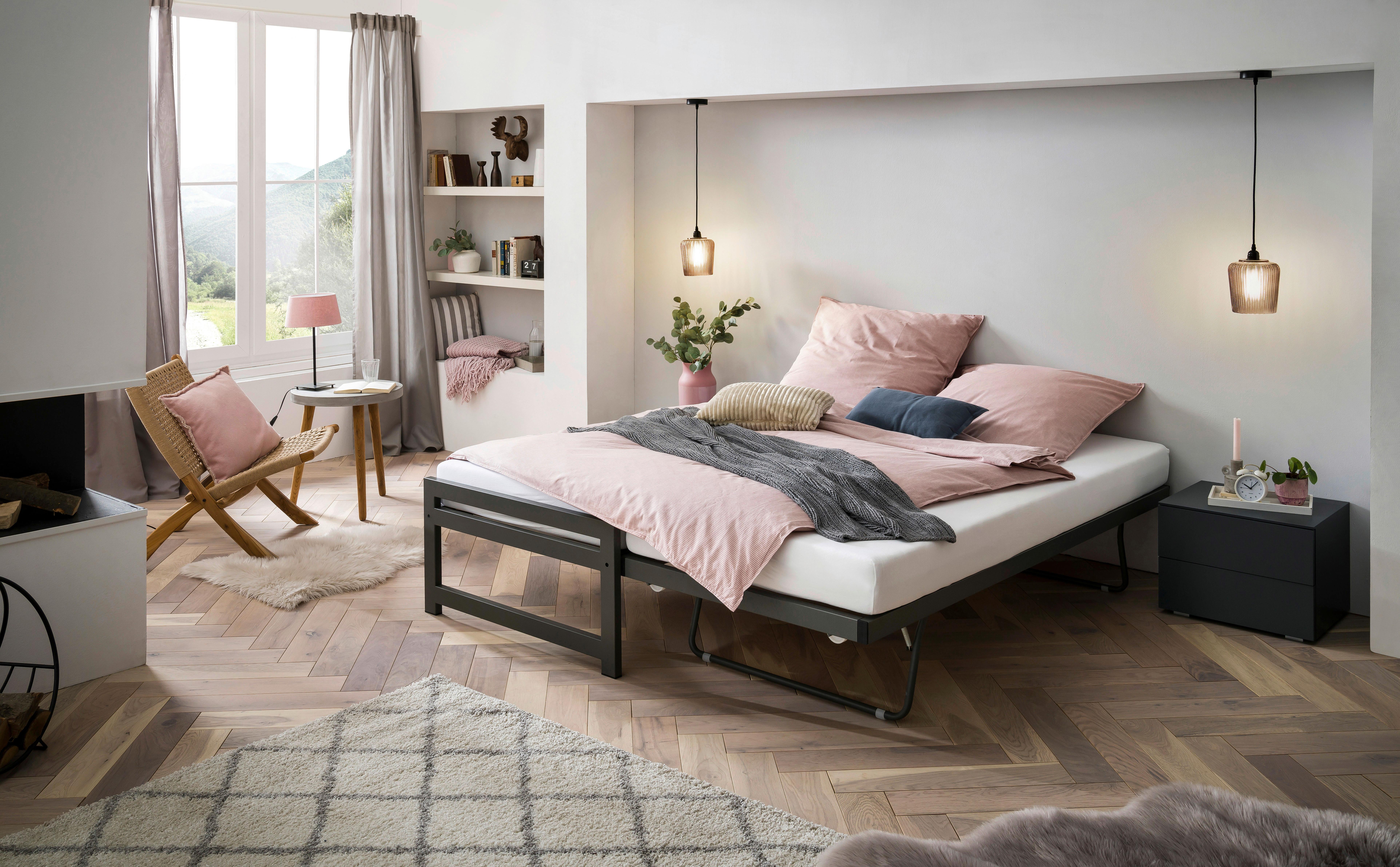 Ausziehbett Mit Lattenrost Monument 90x200 Cm Anthrazit - Anthrazit, Design, Metall (90/200cm) - Hasena