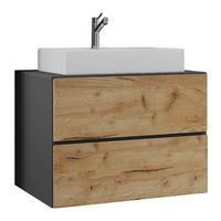 Waschbecken Mit Unterschrank B: 80 Cm Anthrazit - Honigeiche/Anthrazit, MODERN, Keramik/Holzwerkstoff (80/64,2/51,4cm) - MID.YOU