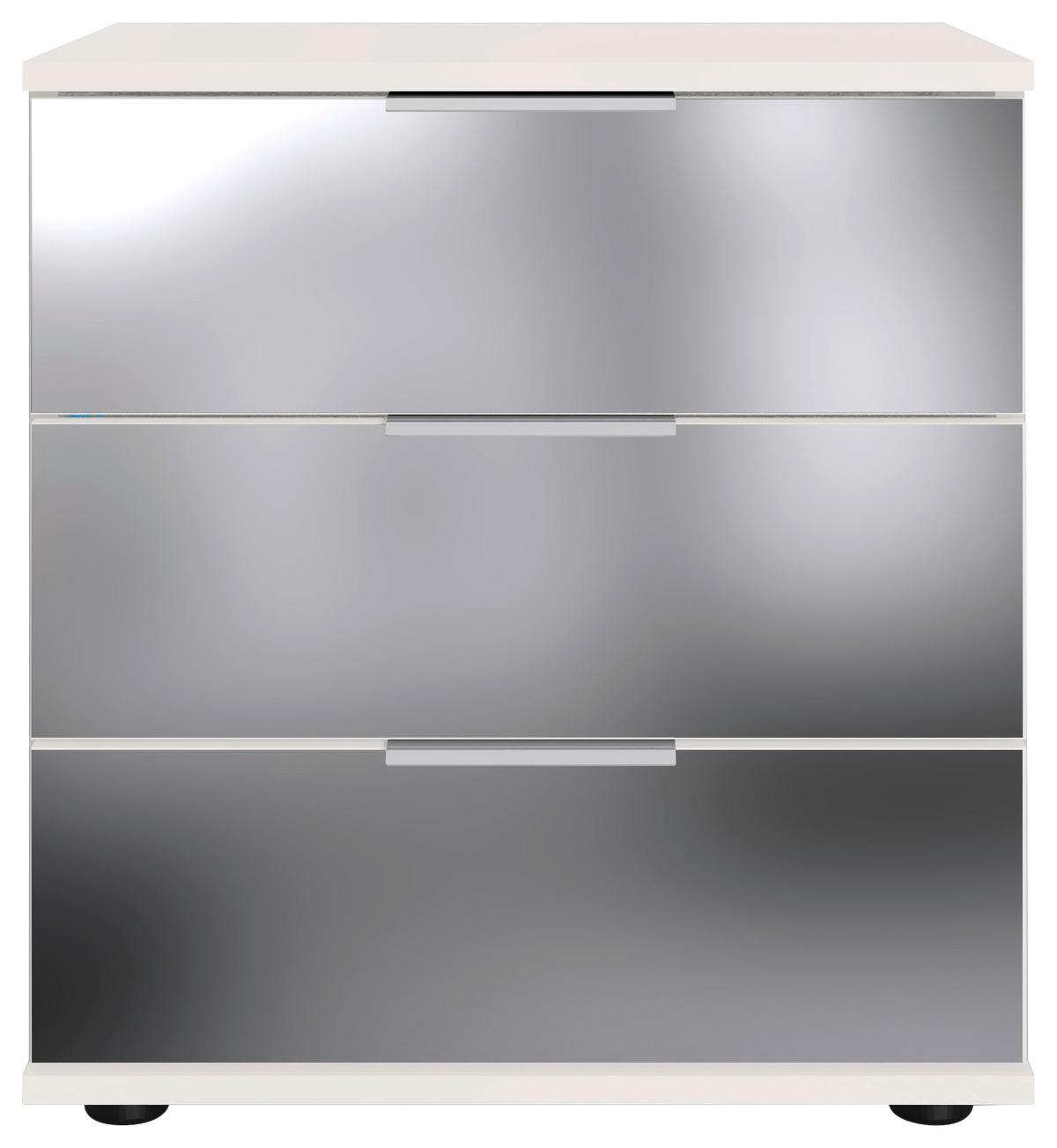Nachkästchen Weiß H: 58 Cm Saigon - Klar/Schwarz, MODERN, Glas/Holzwerkstoff (52/58/38cm) - MID.YOU