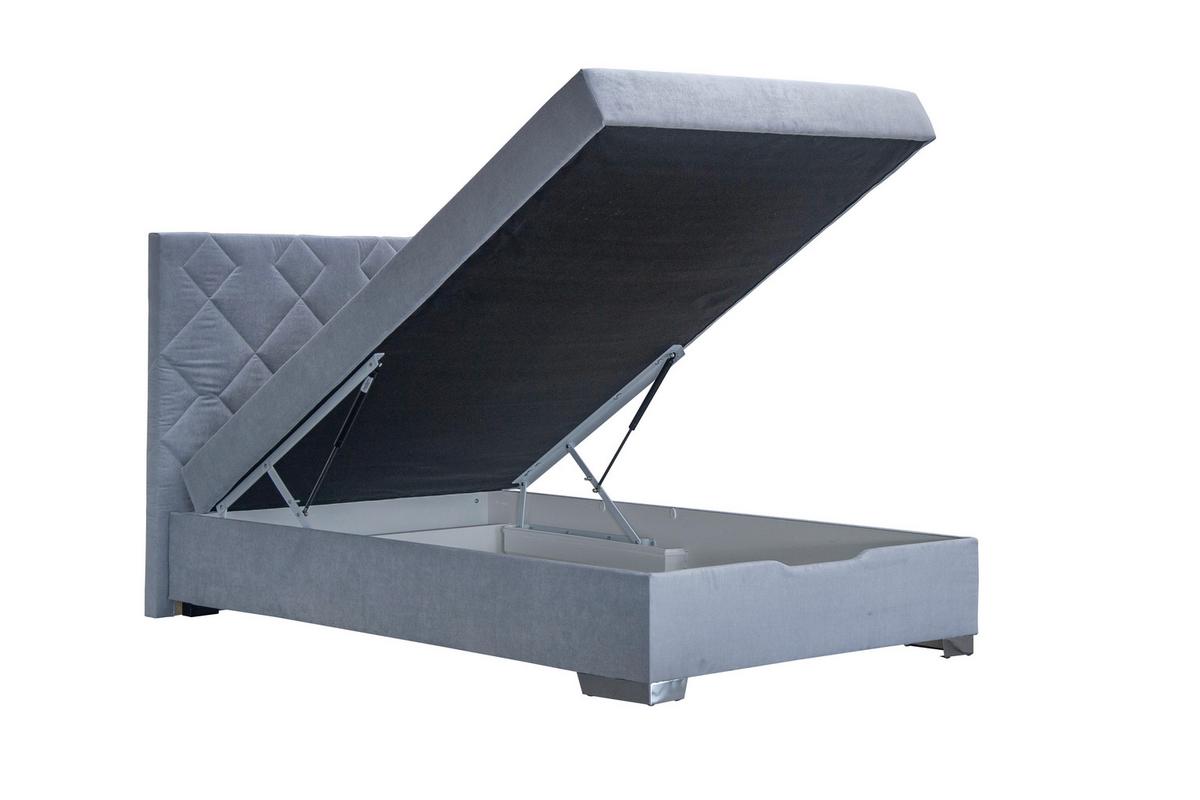 Boxspring posteľ JOHANA 120x200, sivomodrá - modrá/strieborná, Konventionell, drevo (120/200cm)
