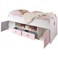 Tárolós Ágy Cindy 2 - rózsaszín/fehér, faalapú anyag (204/74/95cm)