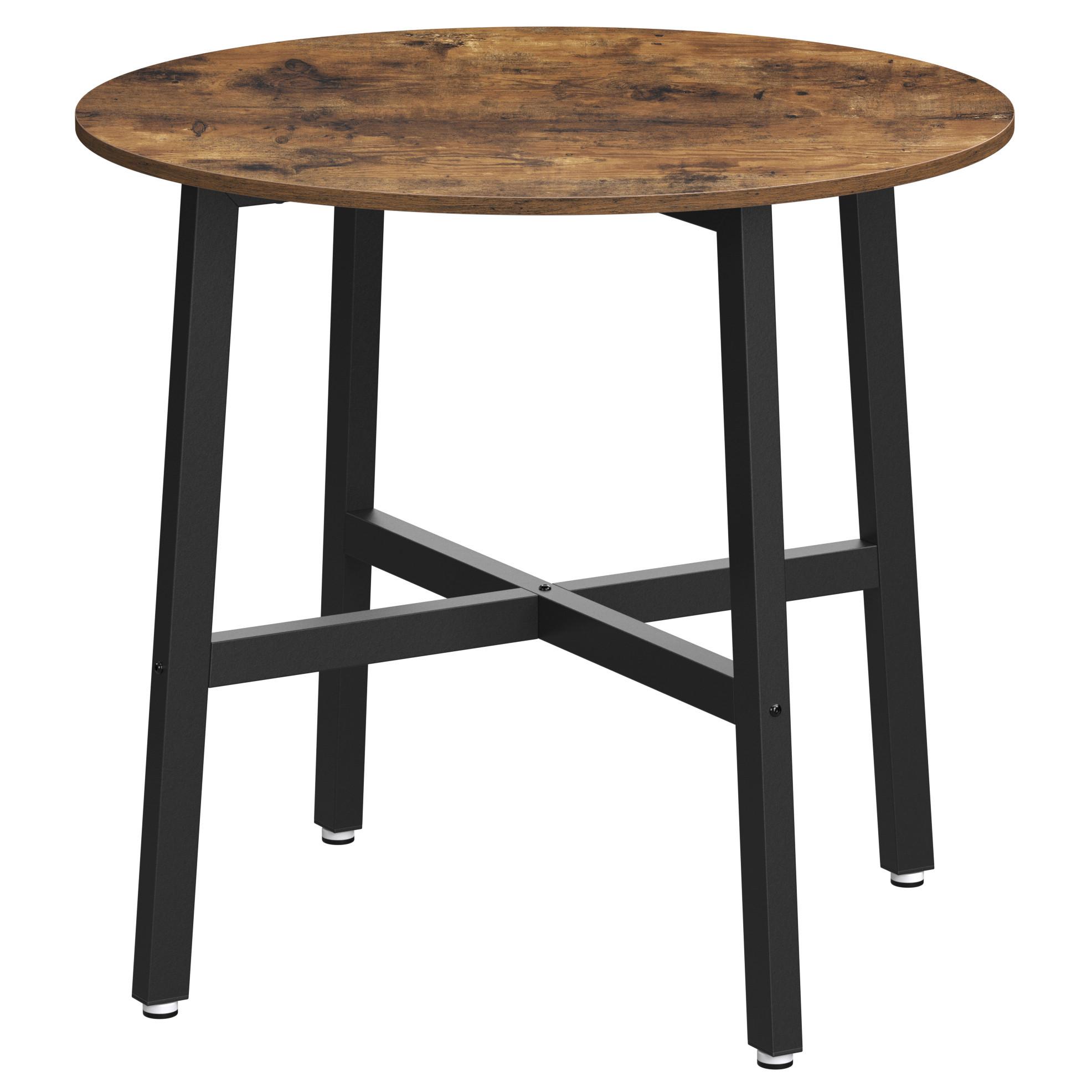 Esstisch Vasagle Rund Braun, Schwarz - Schwarz/Braun, Natur, Holzwerkstoff/Metall (80/80/75cm) - Boxxx