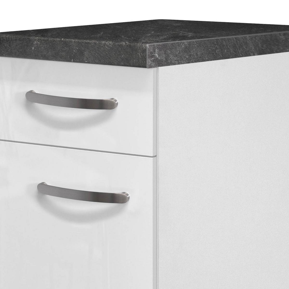 Küchenunterschrank Alba B: 30 cm Weiß/Schiefer mit Lade - Schieferfarben/Weiß Hochglanz, MODERN, Holzwerkstoff (30/86/60cm)