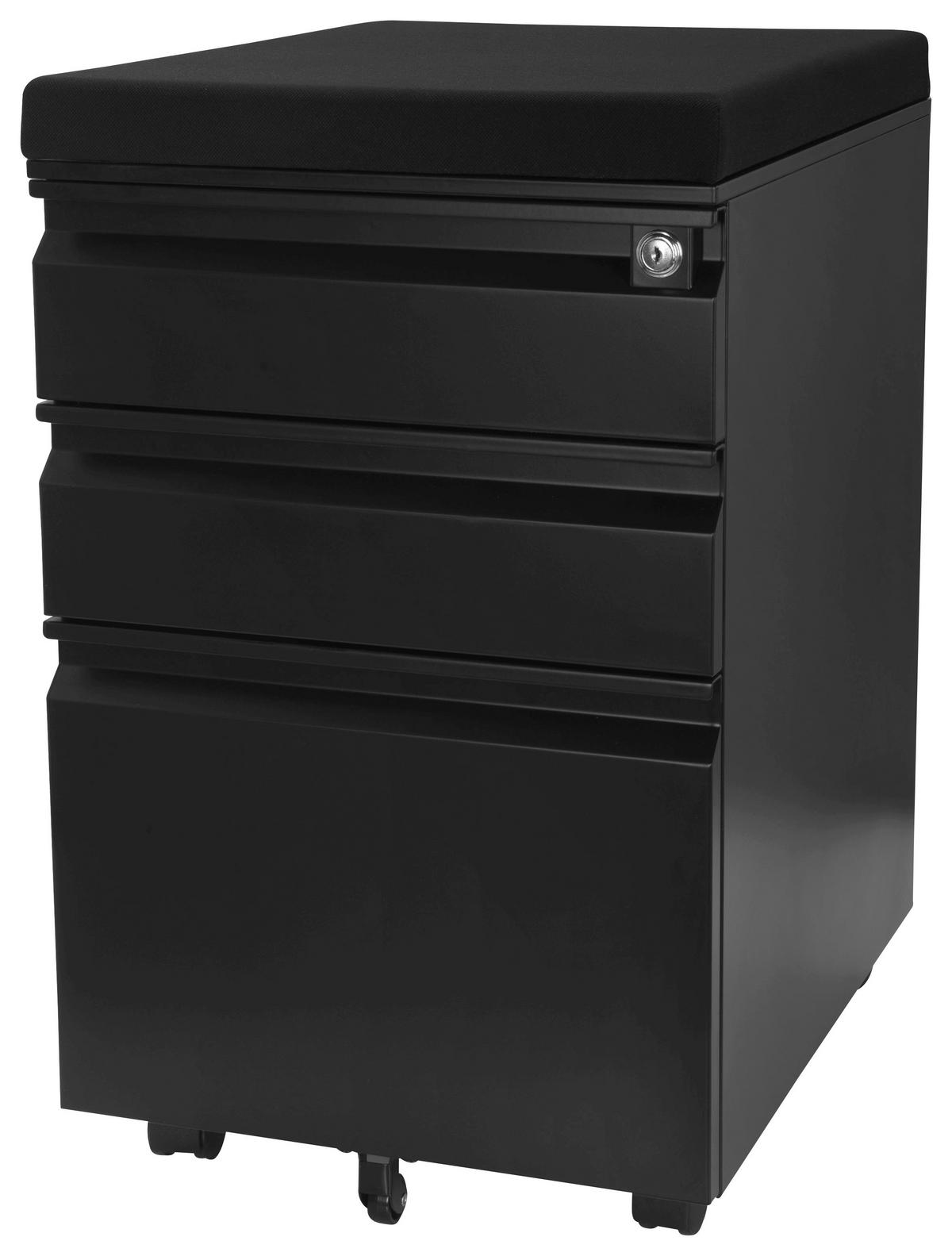 Rollcontainer Color Os Schwarz - Schwarz, MODERN, Kunststoff/Metall (39/60/50cm) - MID.YOU