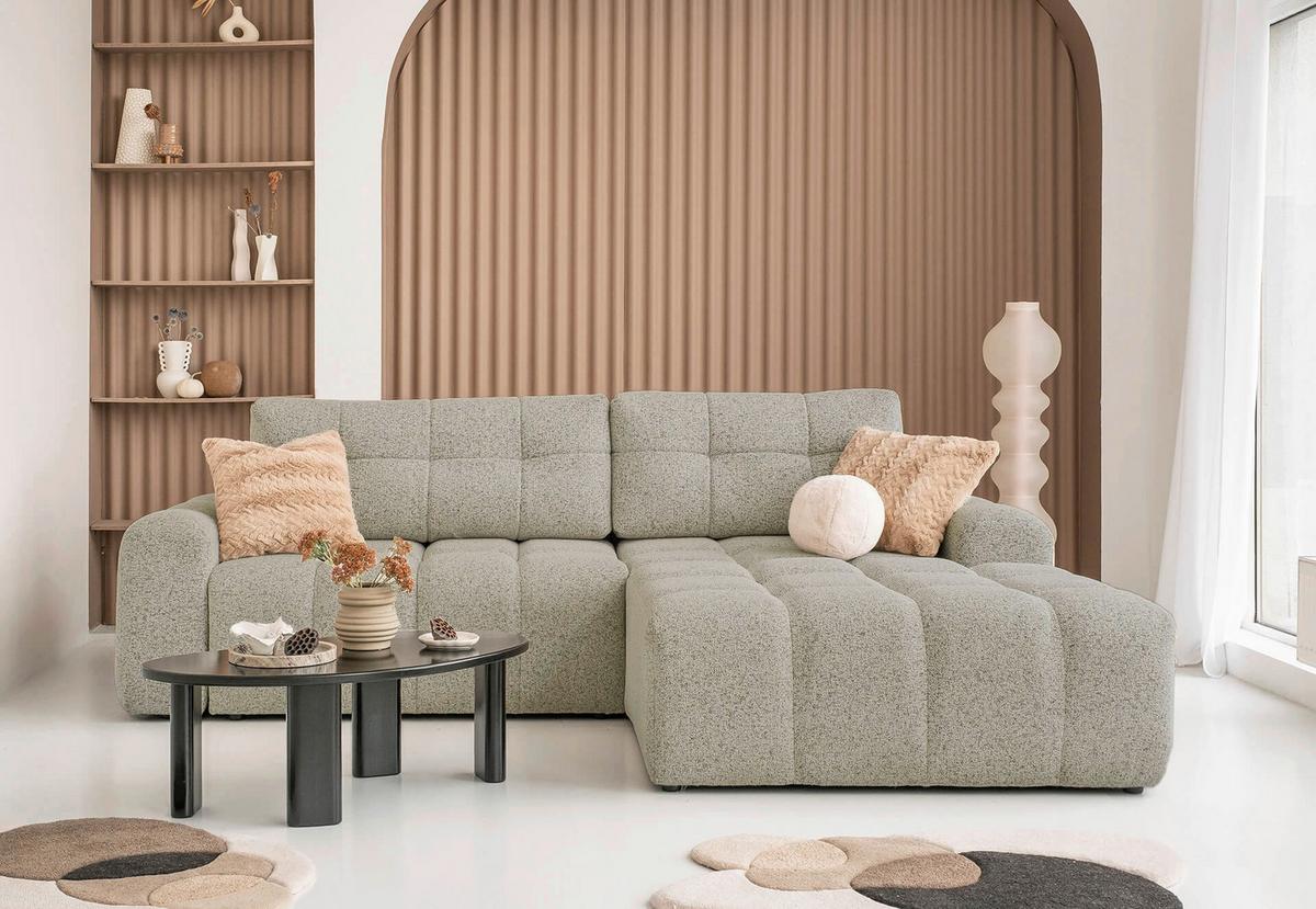 Ecksofa Lulu Grau S: 268x184cm - Schwarz/Grau, Design, Textil (268/184cm) - MID.YOU