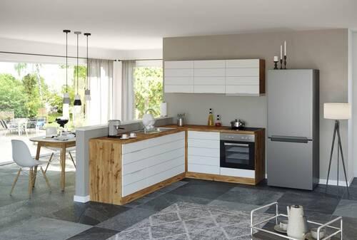 Eckküche Florenz ohne Geräte 240/180 cm Weiß/Eiche Dekor - Eiche Wotan/Weiß, Design, Holzwerkstoff (240/180cm) - Held