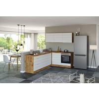 Eckküche Florenz mit Geräte 240x180 cm Weiß/Eiche Dekor - Eiche Wotan/Weiß, Design, Holzwerkstoff (240/180cm) - Held
