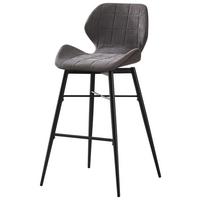 Barhocker mit Lehne Neapel Grau/ Schwarz - Dunkelgrau/Schwarz, MODERN, Textil/Metall (50/99,5/58cm)