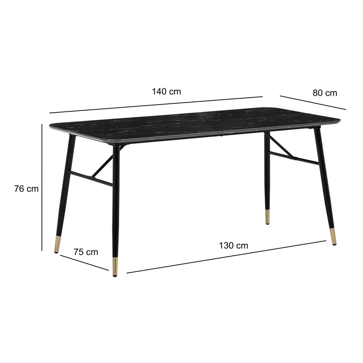 JÍDELNÍ STŮL WL6.958 - černá/barvy zlata, Design, kov/kompozitní dřevo (140/80/76cm) - MID.YOU