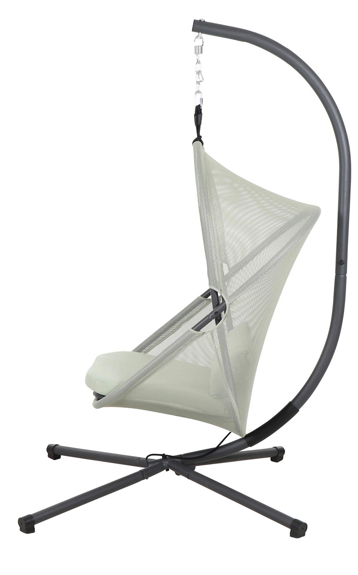 Hängesessel Mit Gestell Mit Sitz- Und Rückenkissen - Anthrazit/Grün, KONVENTIONELL, Kunststoff/Textil (123/192/102cm) - Siena Garden