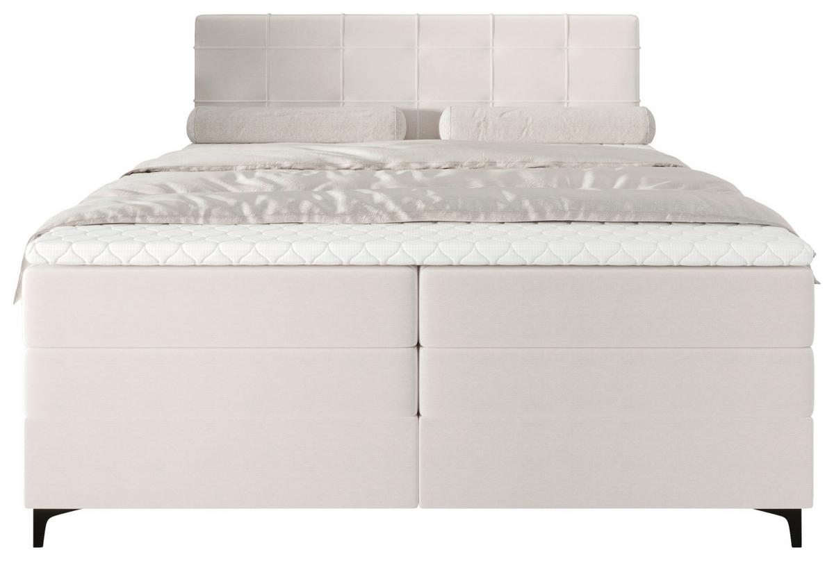 Boxspringbett Mitto mit Topper 180x200 cm - Creme/Schwarz, KONVENTIONELL, Textil/Metall (180/200cm)