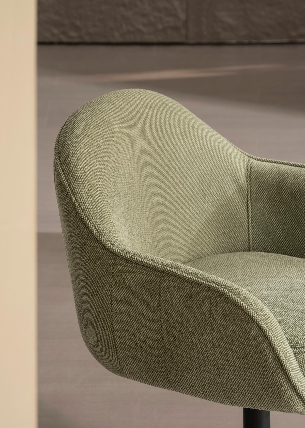 Armlehnstuhl Amara Leinenoptik Grün, B: 60 Cm - Schwarz/Grün, KONVENTIONELL, Holz/Textil (60/81/62cm) - MID.YOU