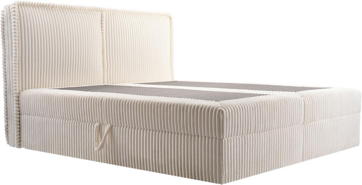 Boxbett Barcelona Lf: 180x200 Beige - Beige/Schwarz, MODERN, Holz/Kunststoff (180/200cm) - MID.YOU