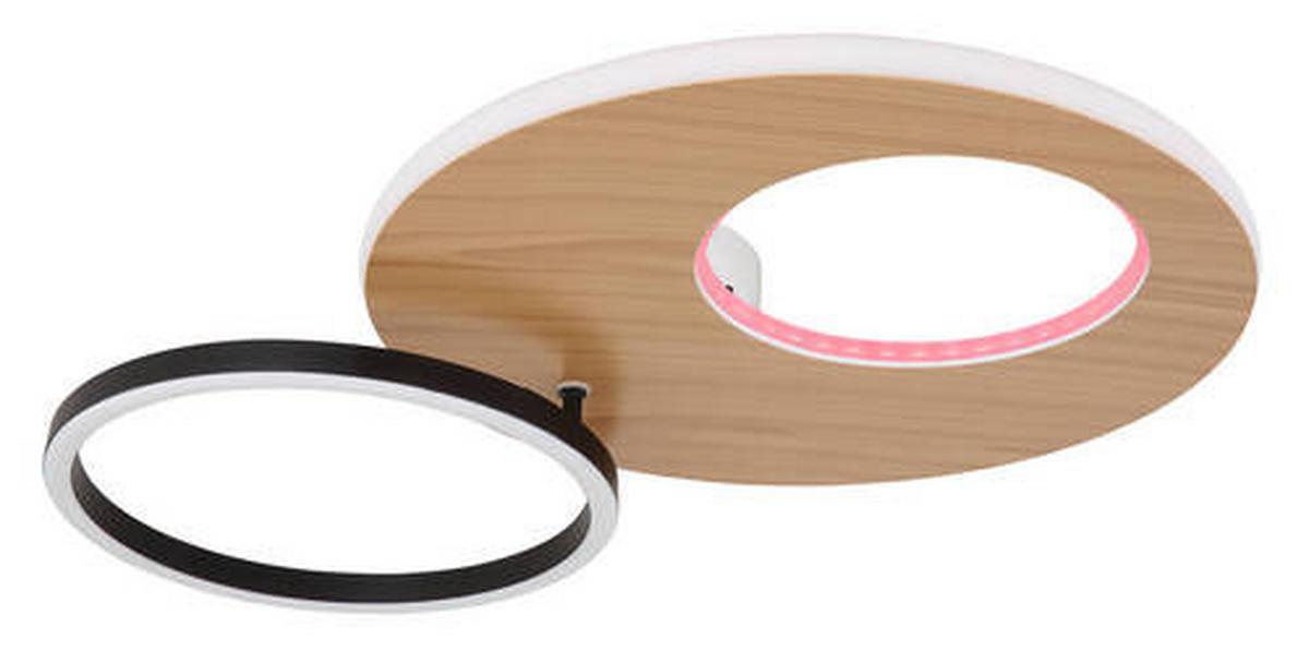 LED-Deckenleuchte 67285-21 - Dunkelbraun/Opal, Design, Holzwerkstoff/Kunststoff (61,2/40/10,5cm) - Globo