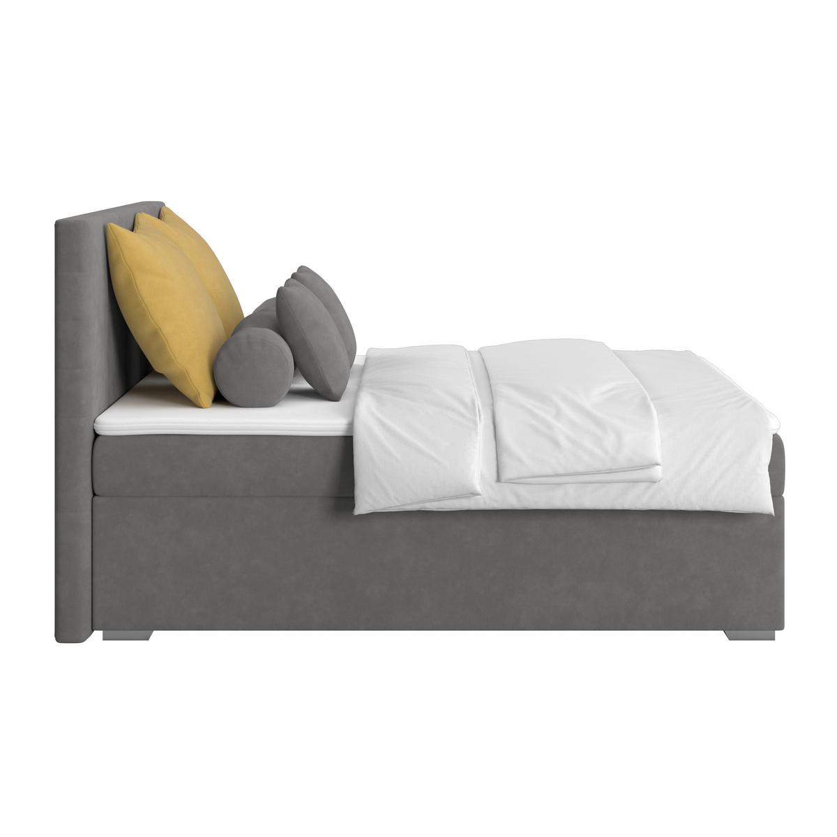 Čalúnená posteľ ADRIA 180x200 cm, tmavosivá - chrómová/tmavosivá, Konventionell, drevo/textil (180/200cm)