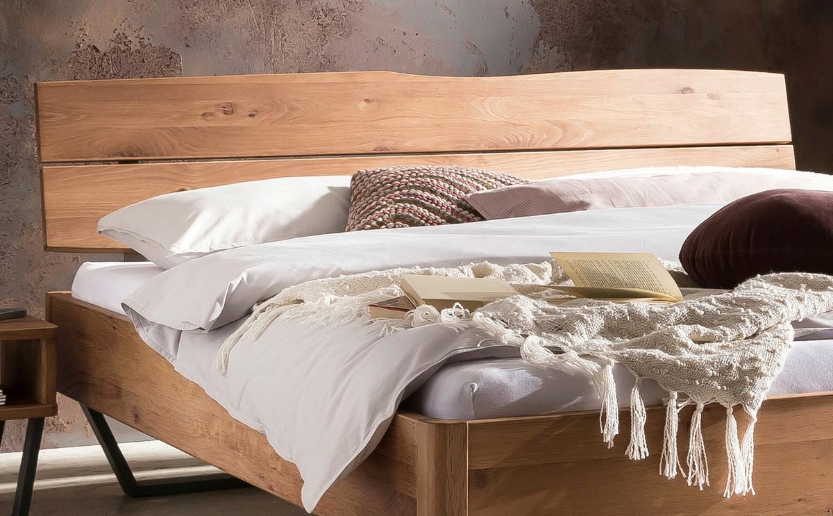 Bett Fossoli, Wildeiche 140x200 Cm - Wildeiche/Anthrazit, MODERN, Holz (140/200cm) - Hasena