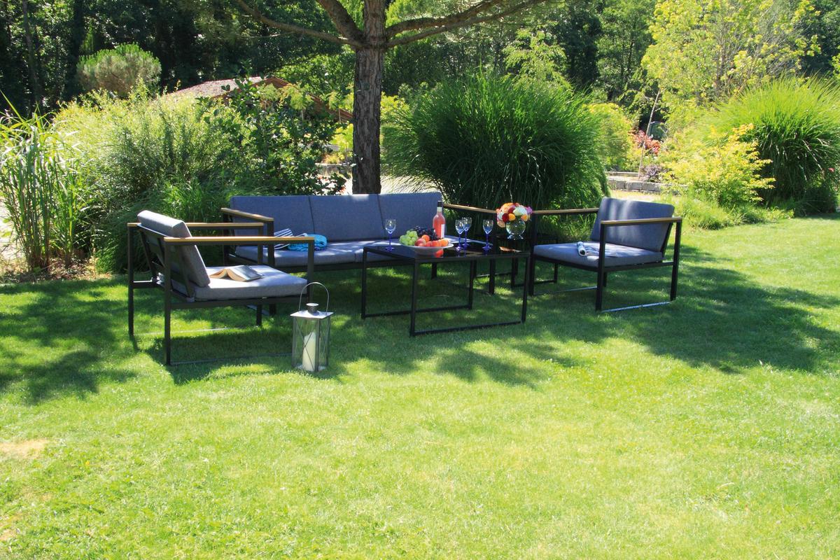 Loungegarnitur 5-tlg. Acamp Metall/textil Mit Kissen - Anthrazit, Basics, Textil/Metall - Acamp