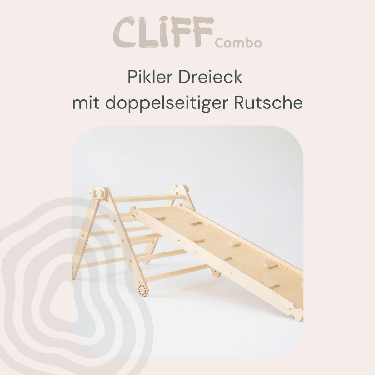 Kletterdreieck mit Rutsche natur - Birkefarben, Basics, Holz (110/36/6cm)