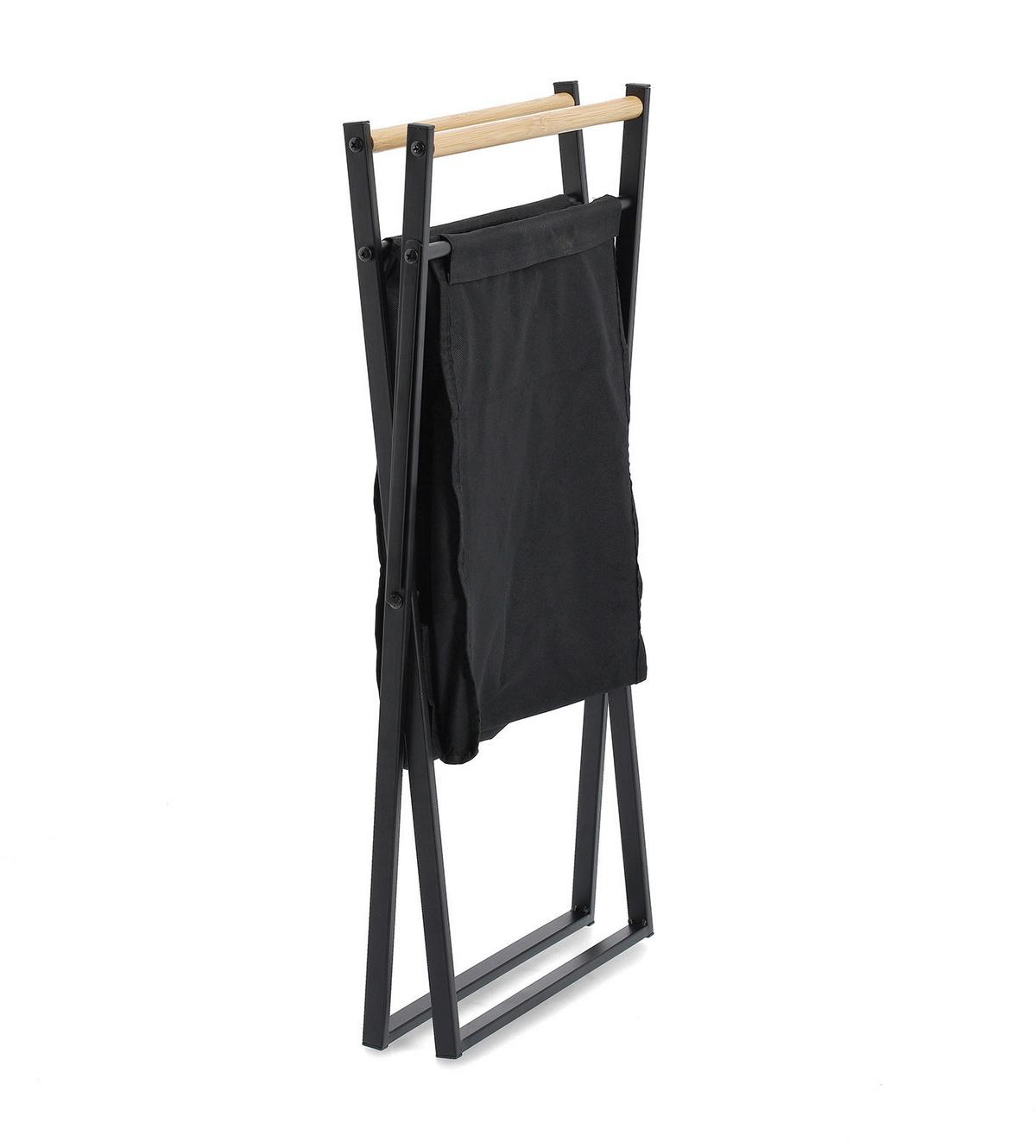 Wäschesammler Holz/Textilfaltbar - Schwarz, Basics, Holz/Textil (36,5/40/67cm) - Zeller Present