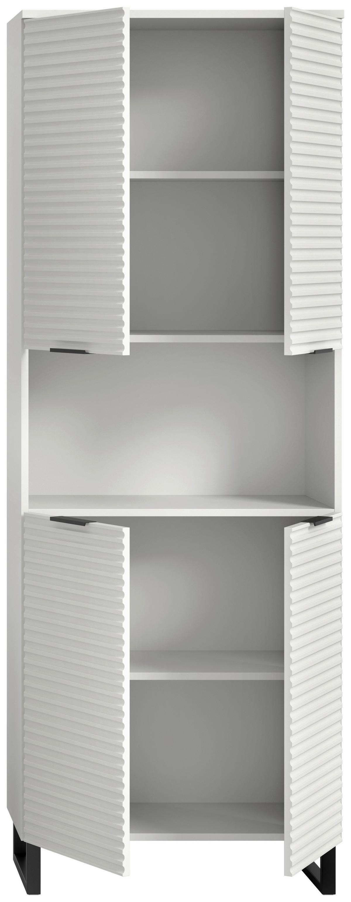 Hochschrank Riff Weiß B: 70 cm - Schwarz/Weiß, MODERN, Holzwerkstoff (70/193/34cm) - MID.YOU