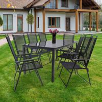 Záhradná stolová súprava čierne sklo - čierna/antracitová, Basics, kov/textil - Gardenson