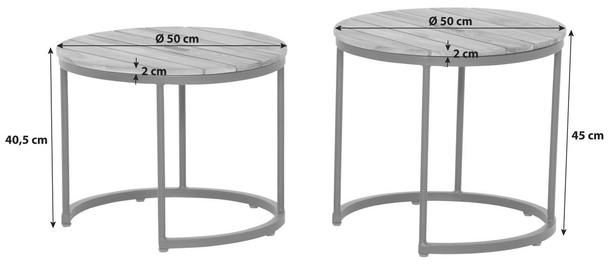 Gartenbeistelltisch H16597 - Anthrazit/Teakfarben, MODERN, Holz/Metall (50/50/40cm) - Siena Garden