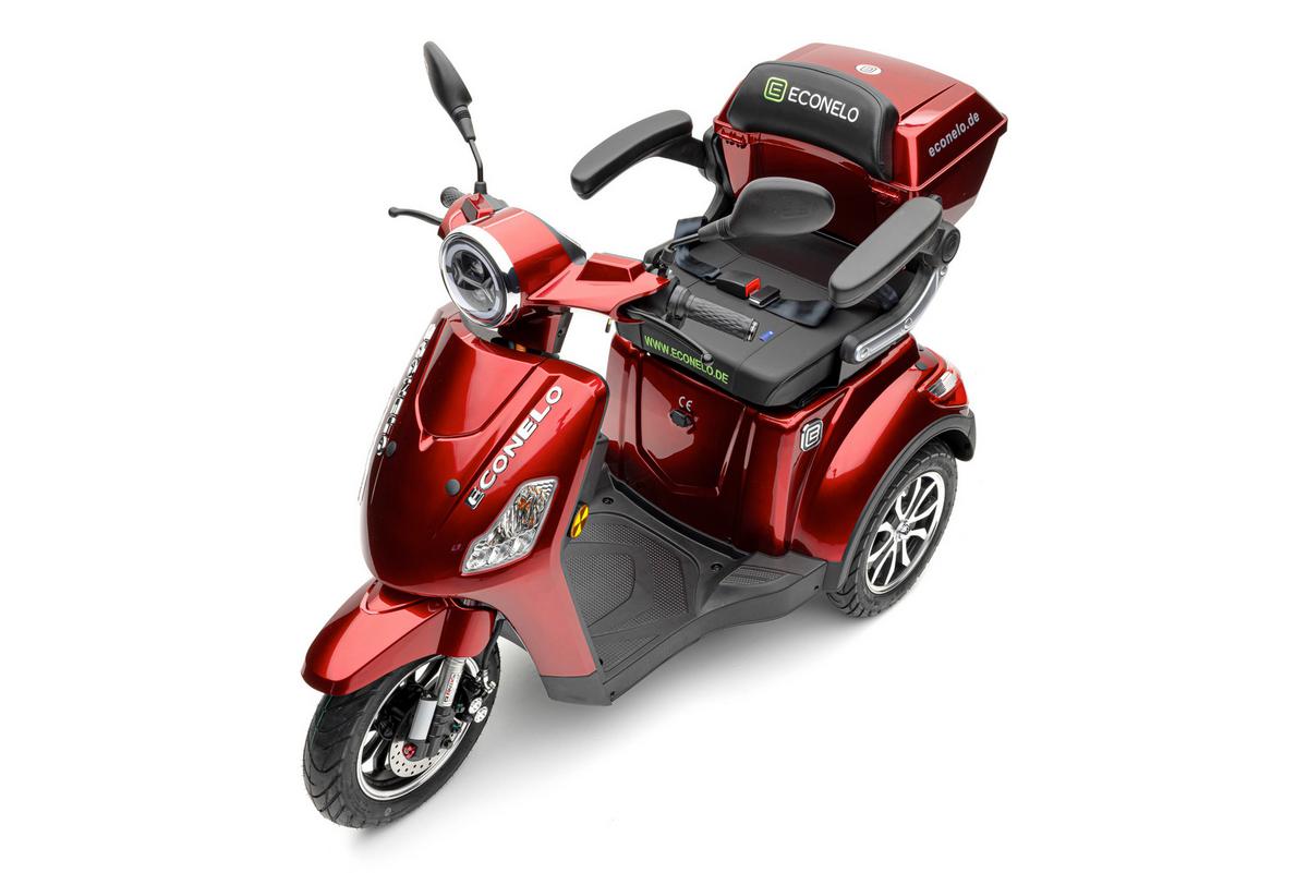 E-Seniorenmobil YOGI-IQ Blei-Akku, 3-Rad, 1000W - Rot, Basics, Kunststoff/Metall (152/67/102cm)