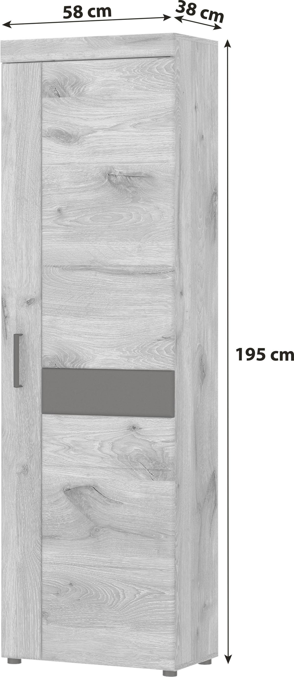 Garderobenschrank Grano Eichefarben B: 58 cm - Eichefarben/Schwarz, Trend, Holzwerkstoff (58/195/38cm)