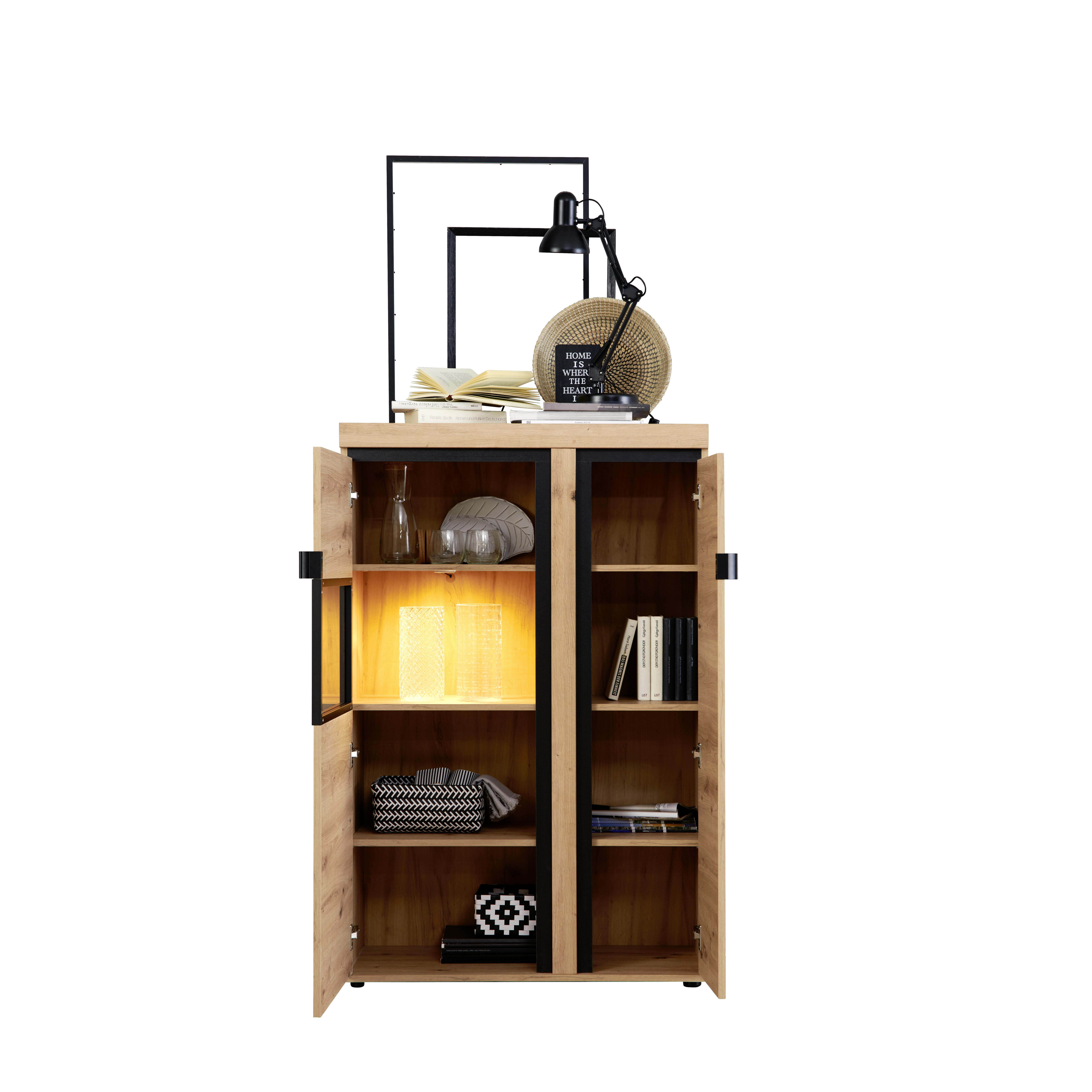Vitrine NYON in Artisan-Eiche-Dekor