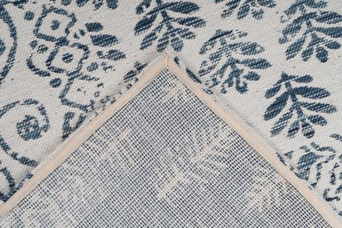 Webteppich Creme/dunkelblau Yoga 80x150 Cm - Creme/Dunkelblau, LIFESTYLE, Textil (80/150cm) - Kayoom