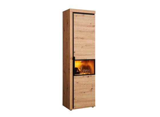 Vitrine Nyon - Eichefarben/Schwarz, MODERN, Glas/Holzwerkstoff (56,8/200,1/40,5cm) Vitrine Nyon - Eichefarben/Schwarz, MODERN, Glas/Holzwerkstoff (56,8/200,1/40,5cm)