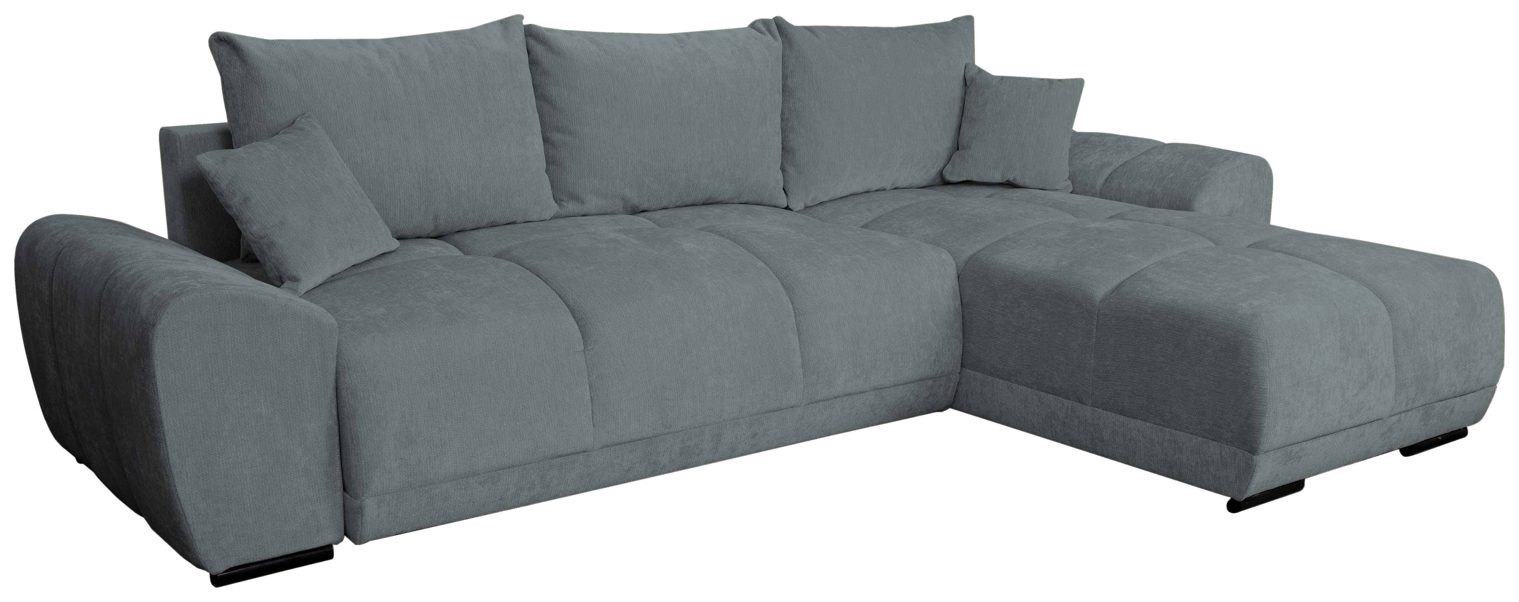 Rohová sedačka BONN, oboustranná, šedá žinylka - šedá/černá, Moderní, textil/plast (296/182cm)