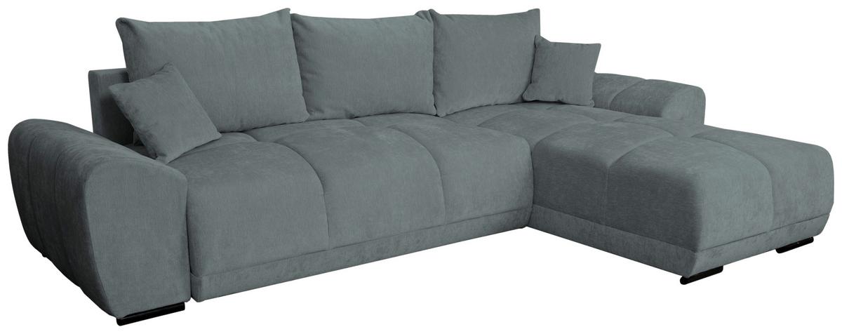 Rohová sedačka BONN, oboustranná, šedá žinylka - šedá/černá, Moderní, textil/plast (296/182cm)