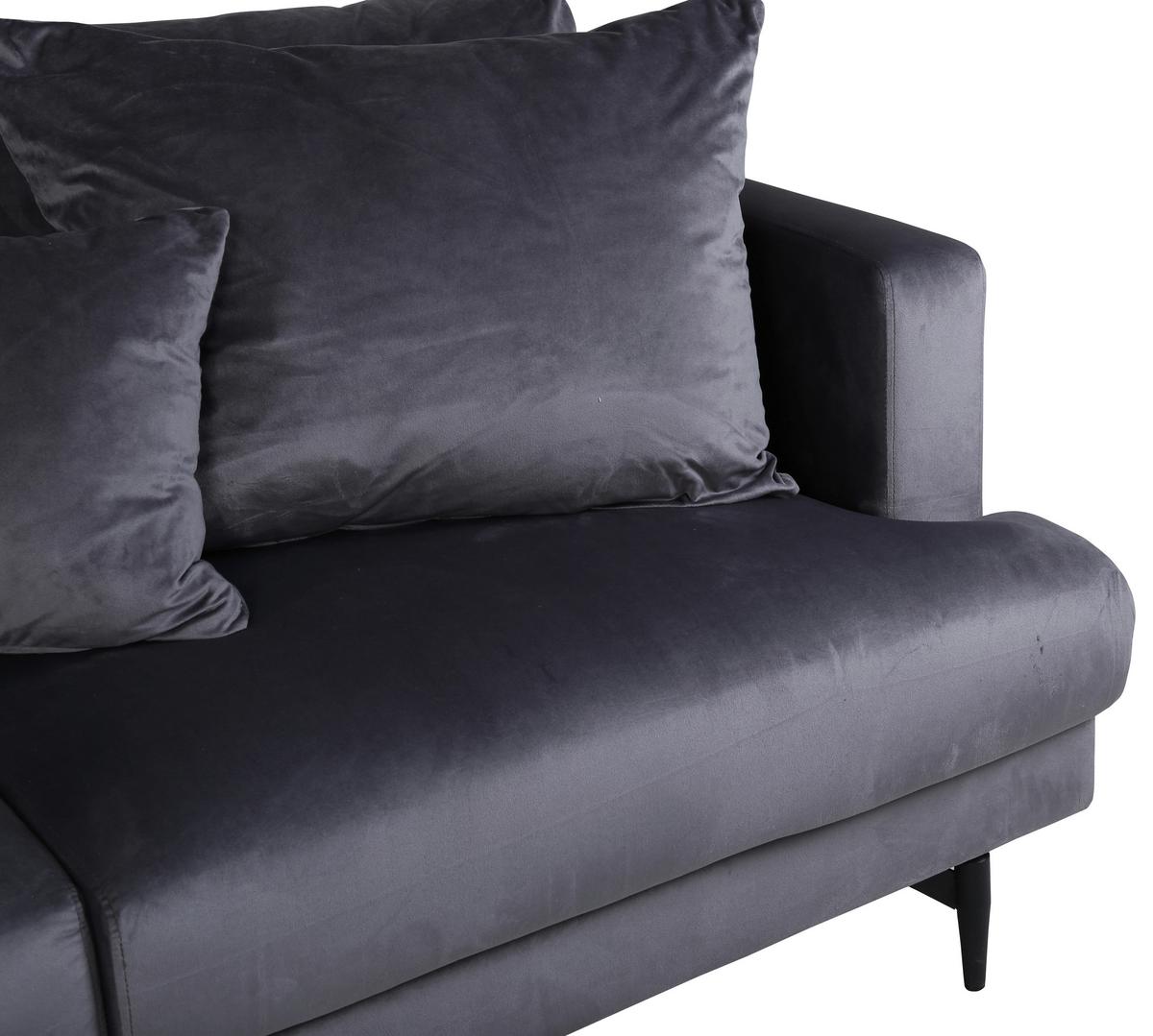 3-Sitzer-Sofa Sofia - Dunkelgrau/Schwarz, Design, Kunststoff/Textil (260/86/88cm) - Livetastic