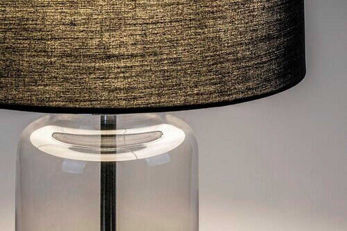 STOLNÁ LAMPA RIEN - sivá, Design, kov/textil (55/27.5cm)