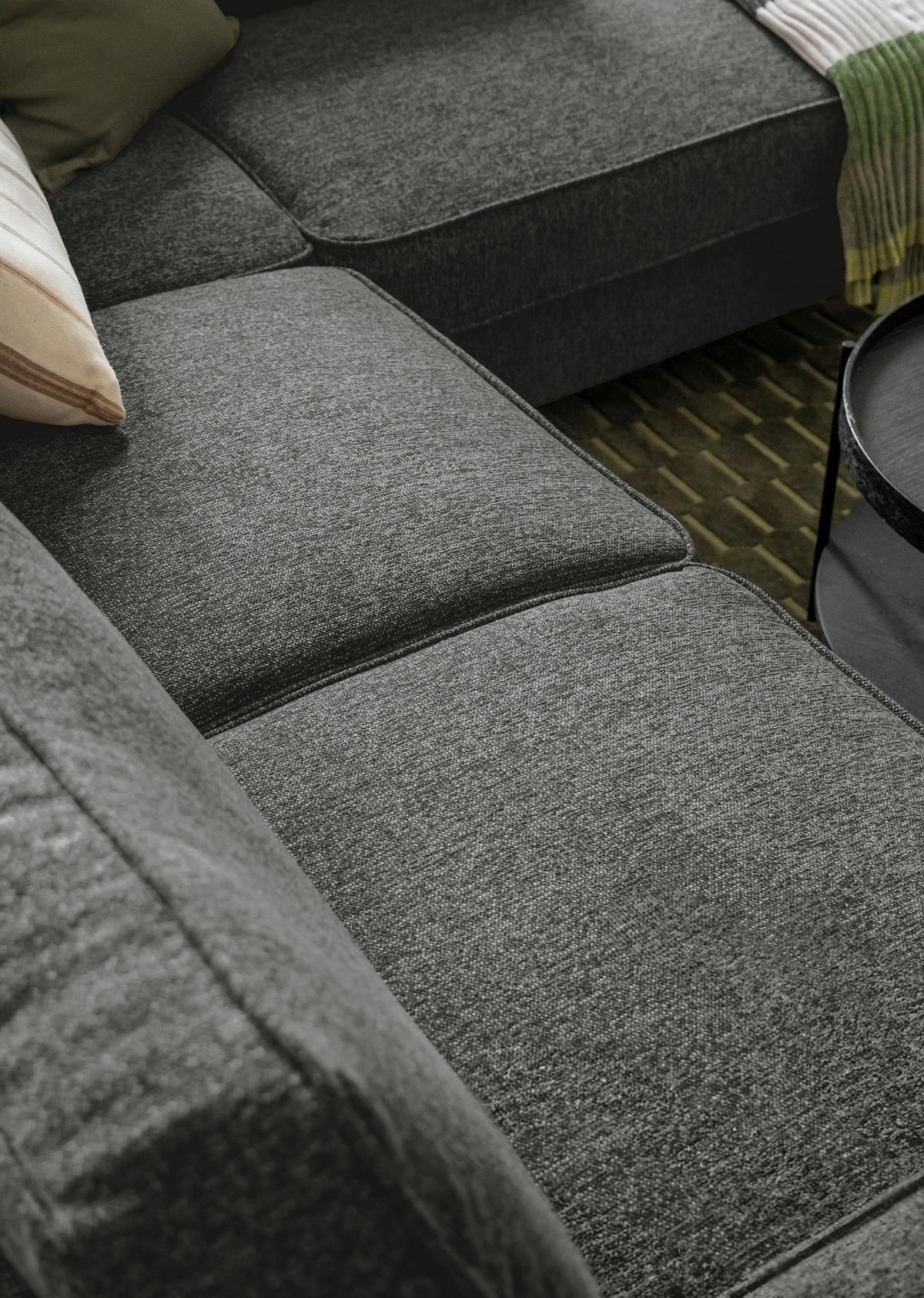 Ecksofa Molly Dunkelgrau S: 233x198 cm - Dunkelgrau/Schwarz, Textil (233/198cm) - MID.YOU