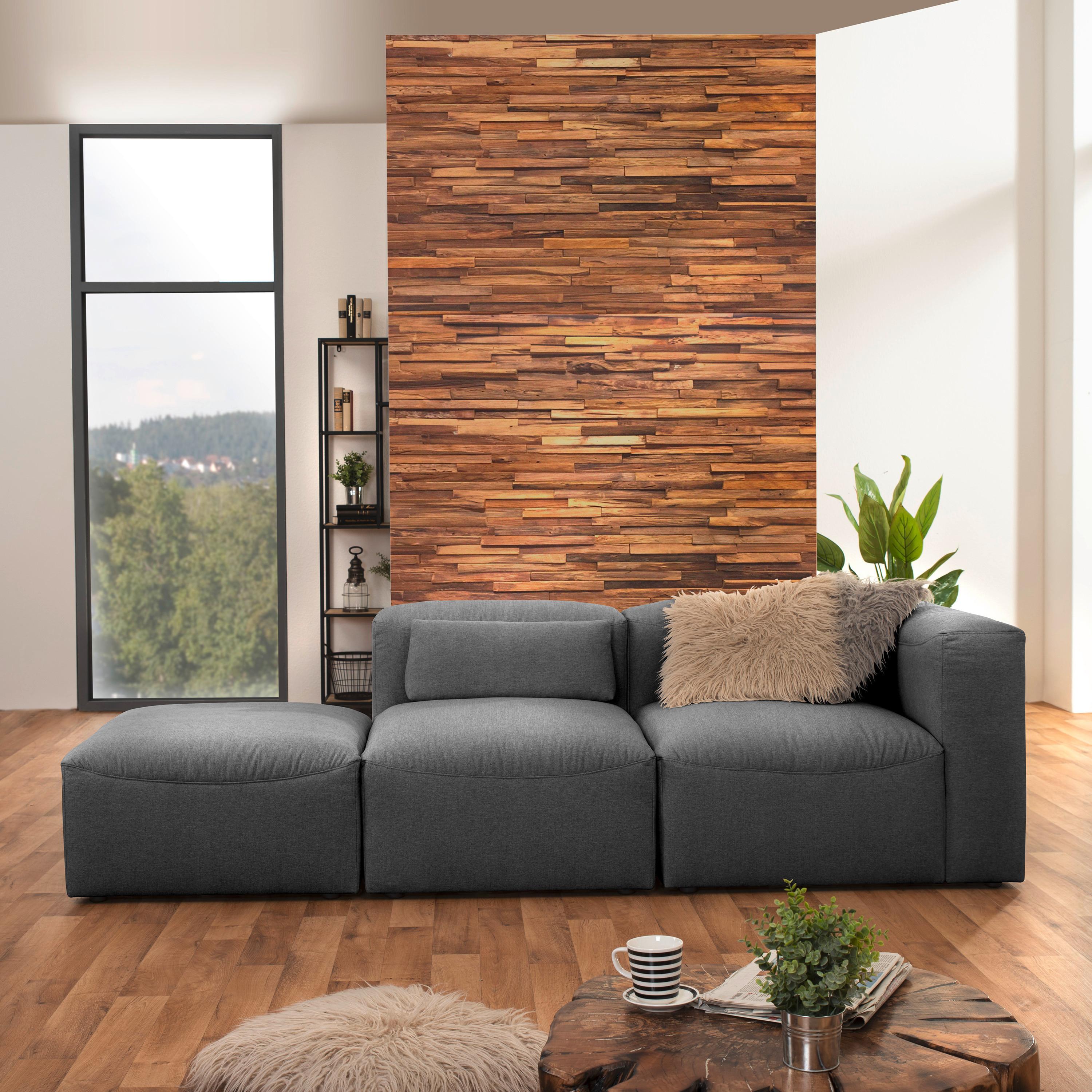 Ottomane Lena Anthrazit Mit Echtem Rücken - Anthrazit, Design, Textil (250/73/100cm) - Max Winzer