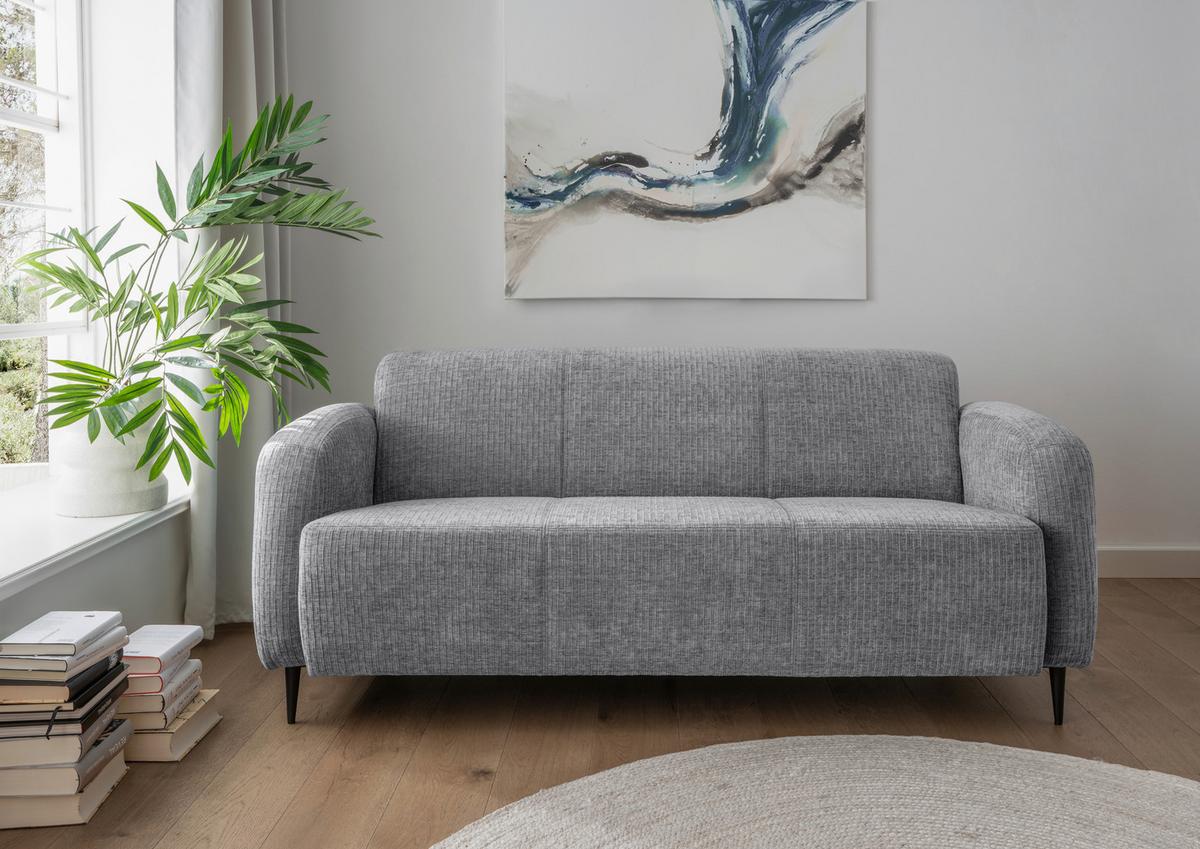 3-Sitzer-Sofa Marone Grau B: 180cm - Schwarz/Grau, MODERN, Textil (180/76/90cm) - Livetastic