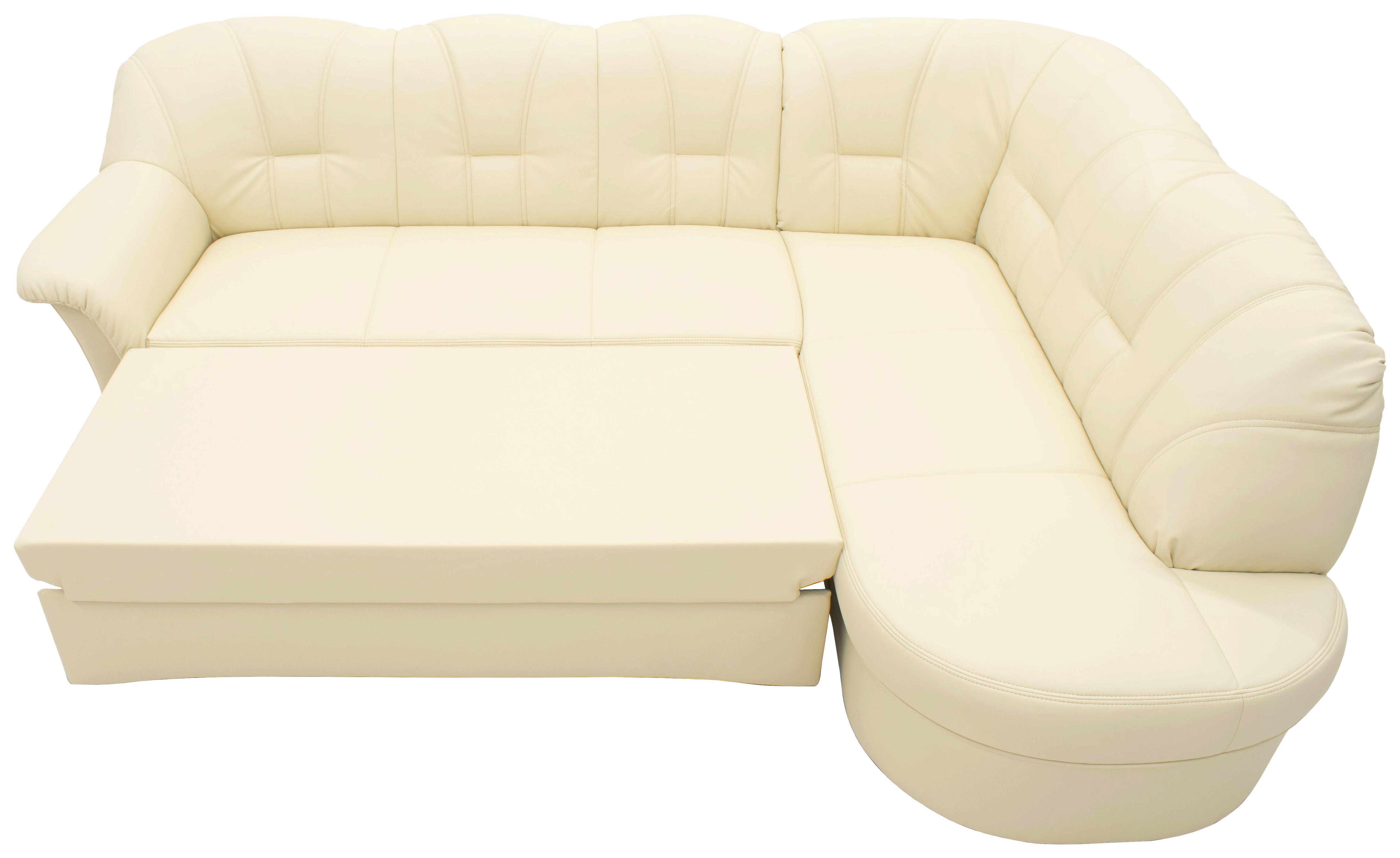 Ecksofa Mit Schlaffunktion Papenburg Beige Lederlook - Beige/Schwarz, KONVENTIONELL, Textil (243/180cm) - MID.YOU