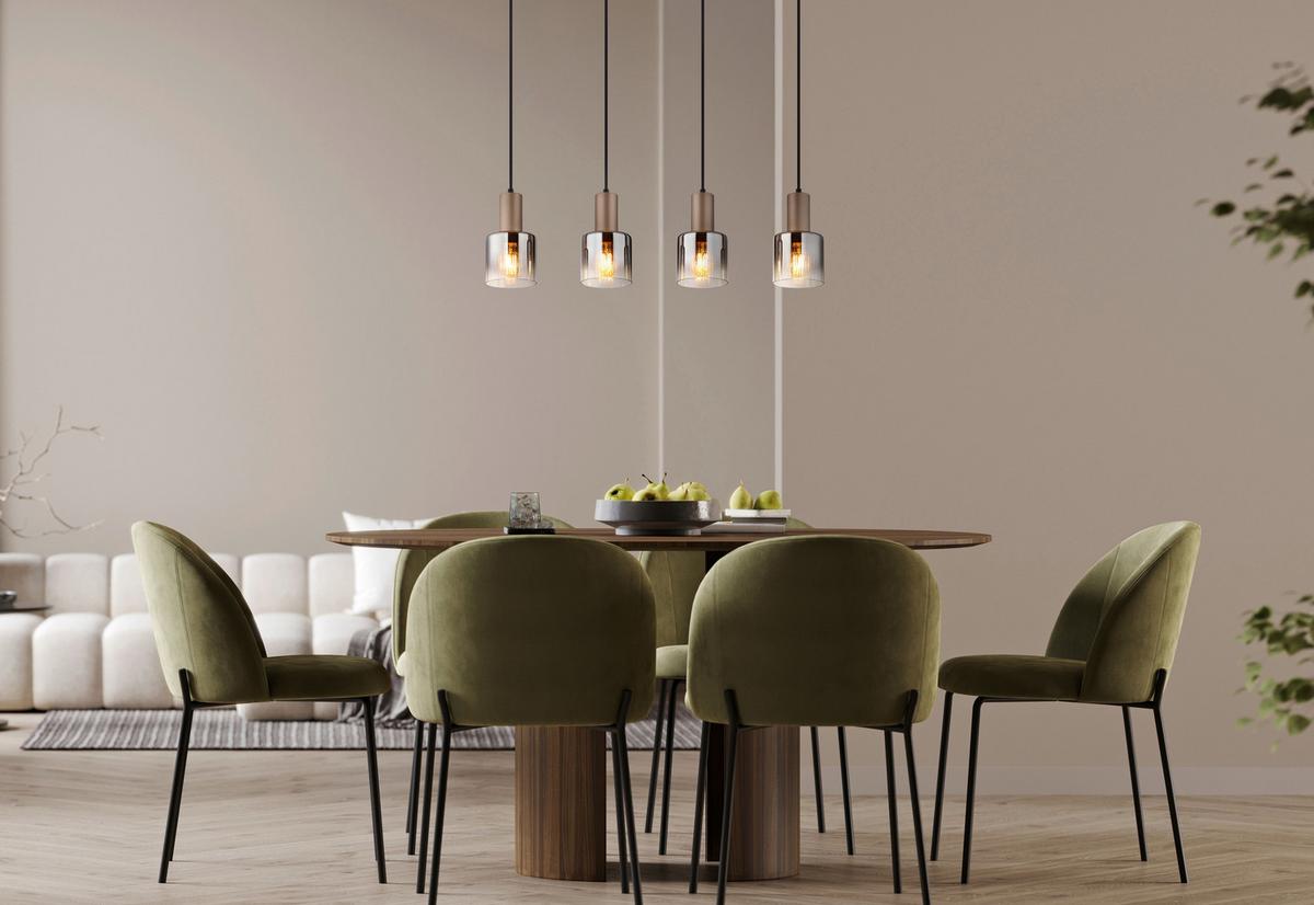 HÄNGELEUCHTE Exkl. 4xE27, 40W - Klar/Chromfarben, Design, Glas/Kunststoff (78/12/150cm) - Globo