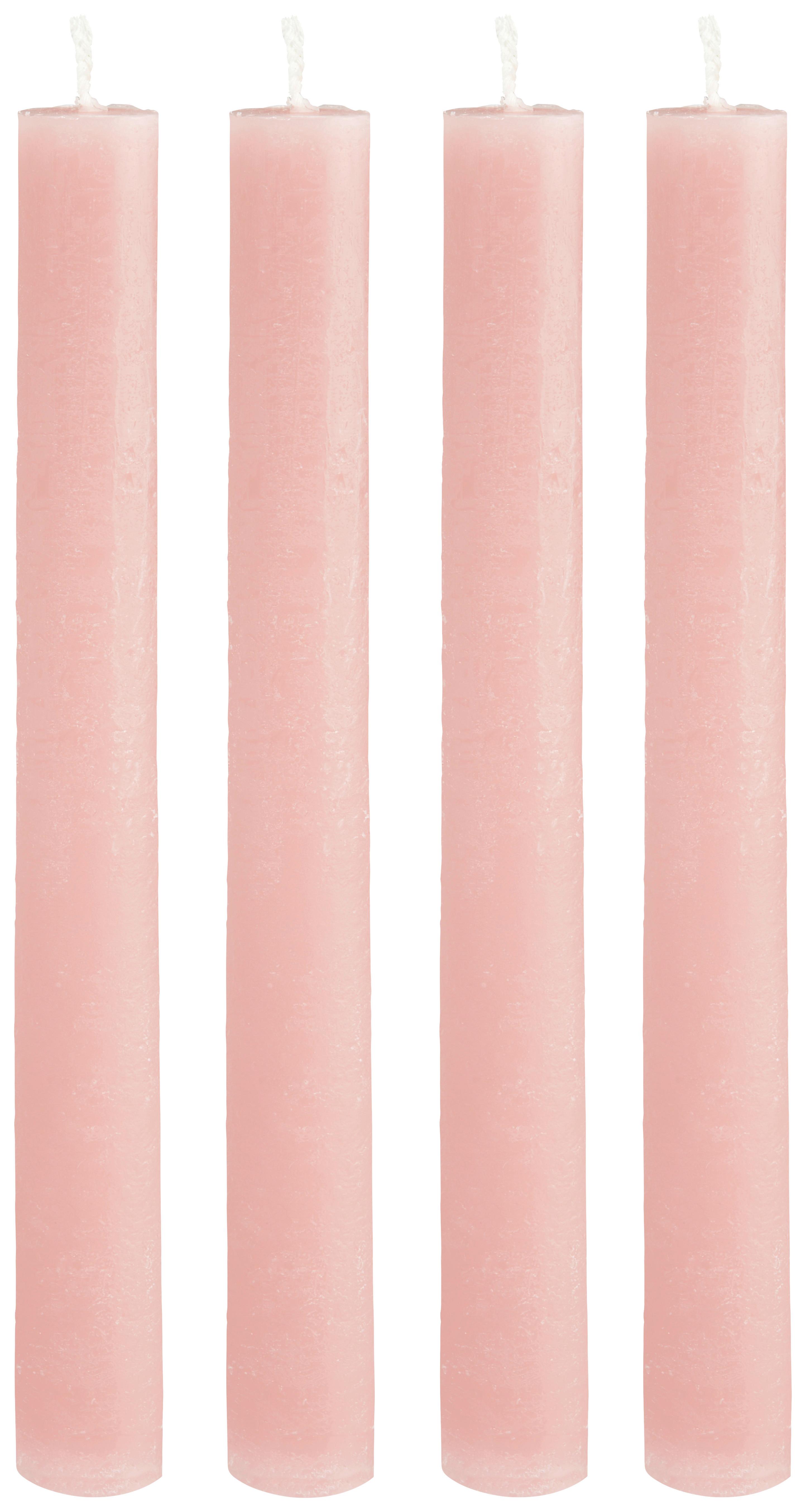 Svíčky Melia I, V: 20cm, 4ks/bal. - světle růžová, Basics (2/20cm) - Modern Living