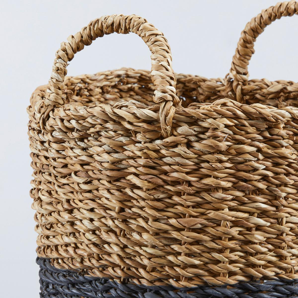 Dekorační košík Ø ca. 40cm - černá/přírodní barvy, Natur, přírodní materiály (40/41cm)
