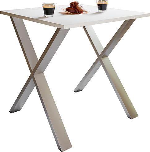 Esstisch Xona 80x50 cm Weiß/Silberfarben - Silberfarben/Schwarz, Basics, Holzwerkstoff/Metall (80/50/76cm) - MID.YOU