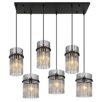 Hängeleuchte 15698-6h Gorley - Schwarz/Grau, Basics, Glas/Kunststoff (92,5/35,5/125cm) - Globo