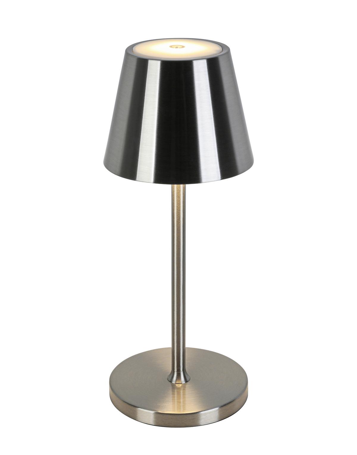 NABÍJATEĽNÁ STOLNÁ LAMPA MUSI - biela/niklová, Modern, kov/plast (12/30cm) - Mömax