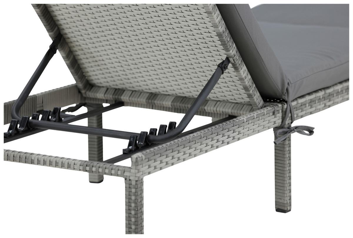 Sonnenliege Bilbao Kunststoffgeflecht - Grau, KONVENTIONELL, Kunststoff/Textil (59/84/198cm) - Gardenson