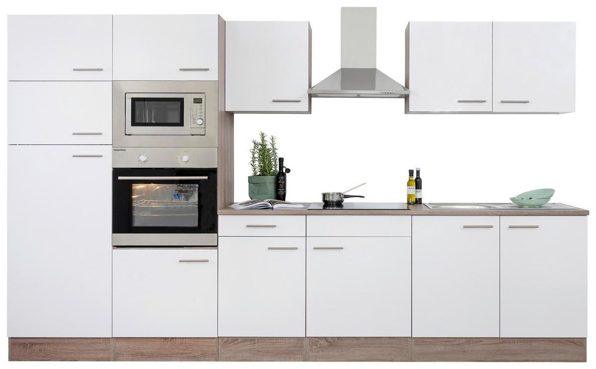 Küchenzeile mit Geräten B: 330 cm Eichefarben/Weiß - Eichefarben/Weiß, MODERN, Holzwerkstoff (330cm) - Respekta