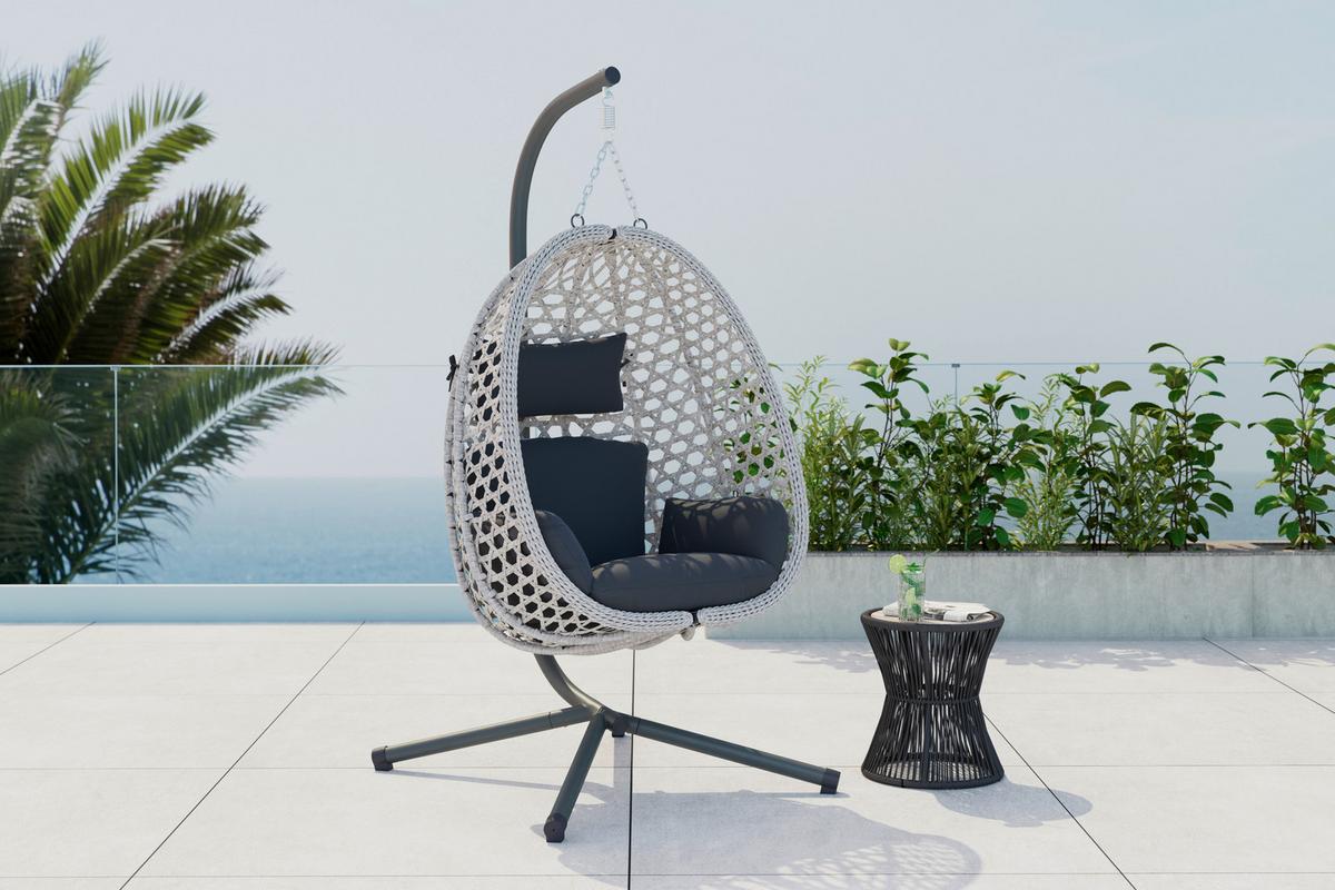 Függőfotel Tiffany - sötétszürke, Modern, műanyag/textil (94/197/68cm) - Beldano