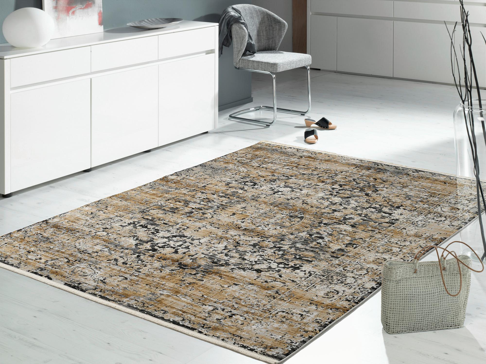 Webteppich Grau/Goldfarben Le Mans 240x340 cm - Goldfarben/Grau, Design, Textil (240/340cm) - Dieter Knoll